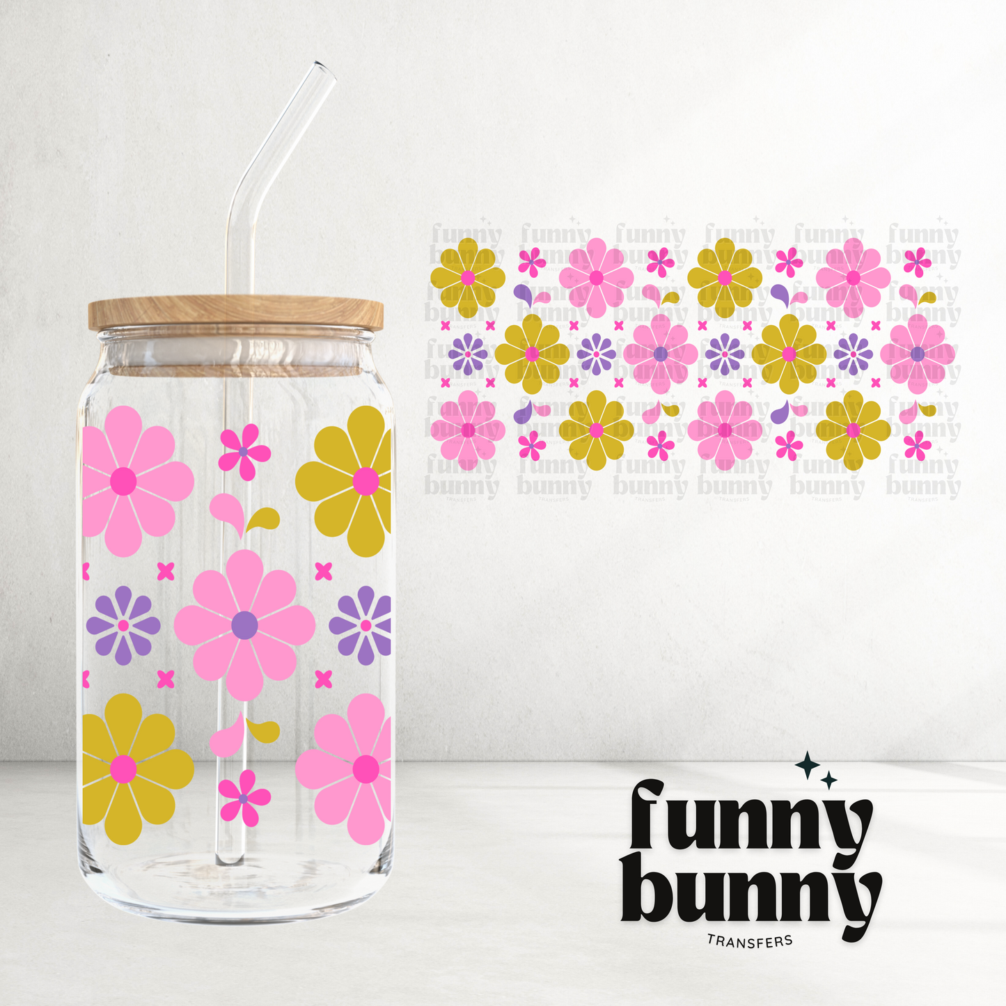 Groovy Flowers - 16oz UVDTF Cup Wrap