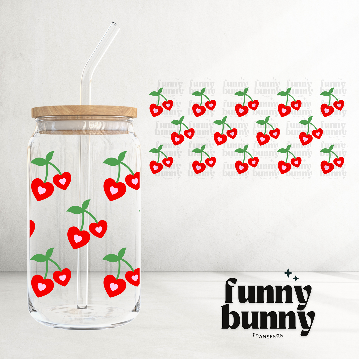 Retro Cherries - 16oz UVDTF Cup Wrap