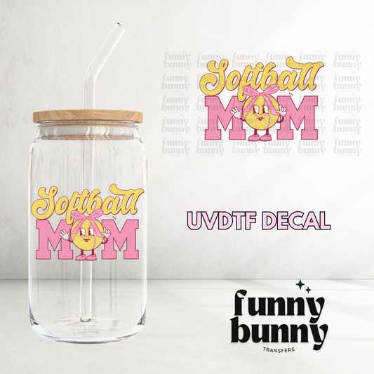 Retro Girly Softball Mom - UVDTF Decal