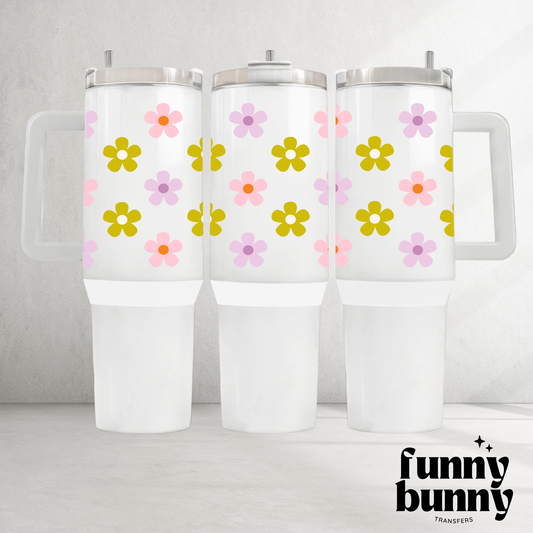 Retro Groovy Flowers - 40oz UVDTF Tumbler Wrap