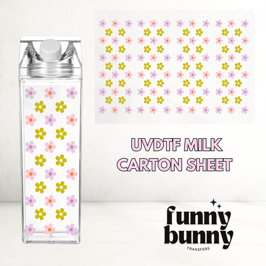 Retro Groovy Flowers - Milk Carton UVDTF Decals