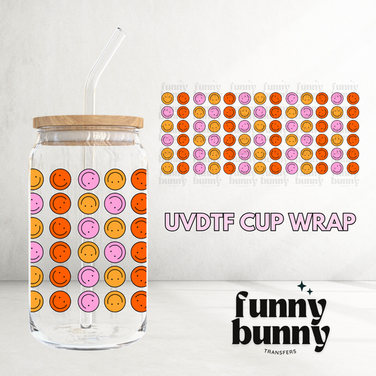 Retro Happy Smiley - 16oz UVDTF Cup Wrap