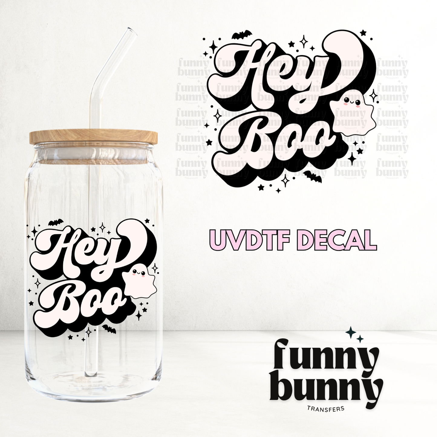Retro Hey Boo - UVDTF Decal