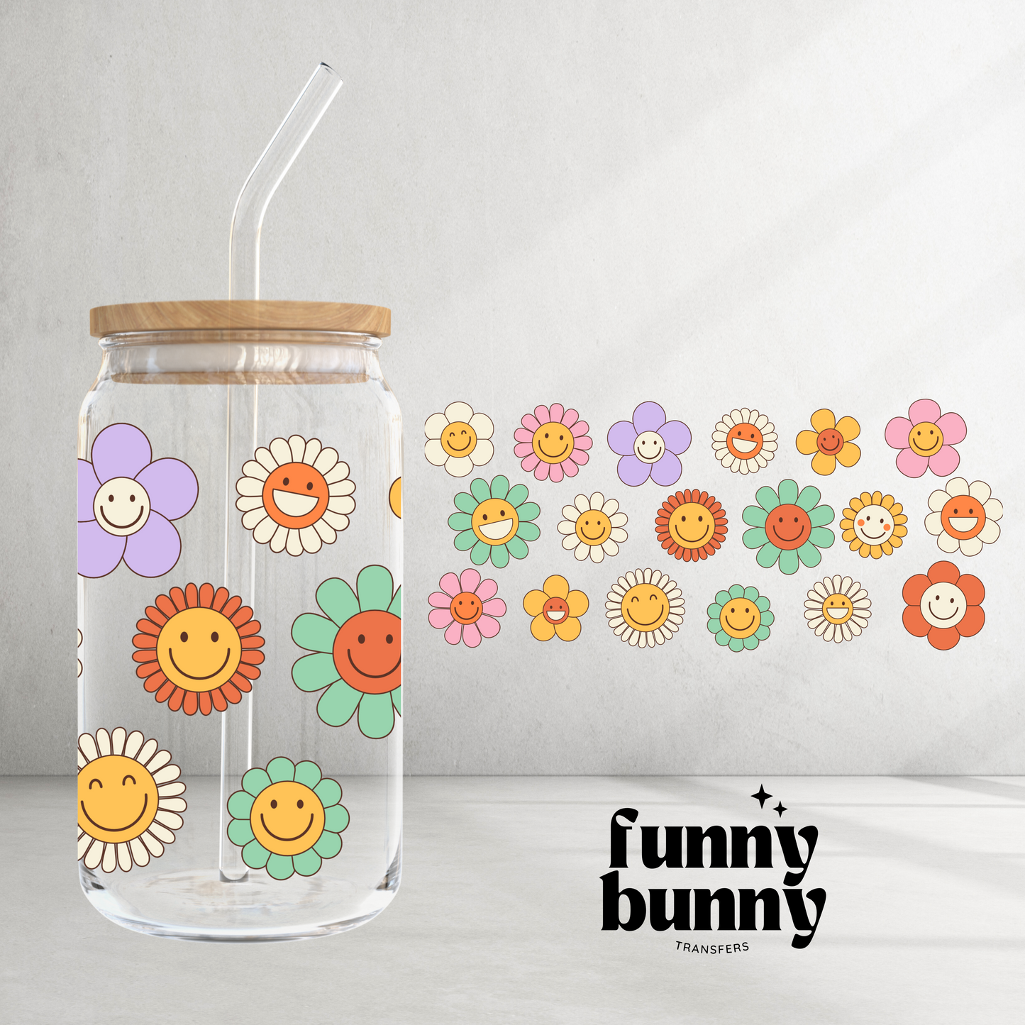 Retro Hippie Florals - 16oz UVDTF Cup Wrap