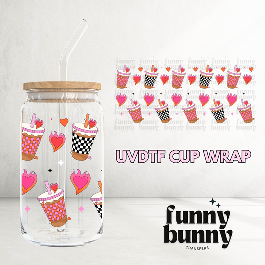 Retro Hot Girls Drink Coffee - 16oz UVDTF Cup Wrap