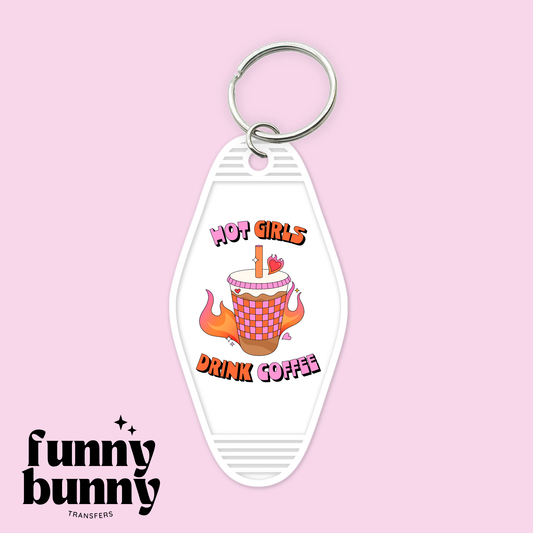Retro Hot Girls Drink Coffee - Motel Keychain