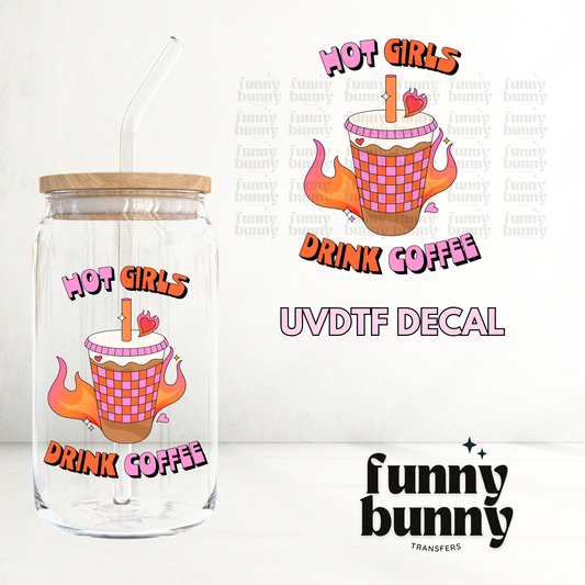 Retro Hot Girls Drink Coffee - UVDTF Decal