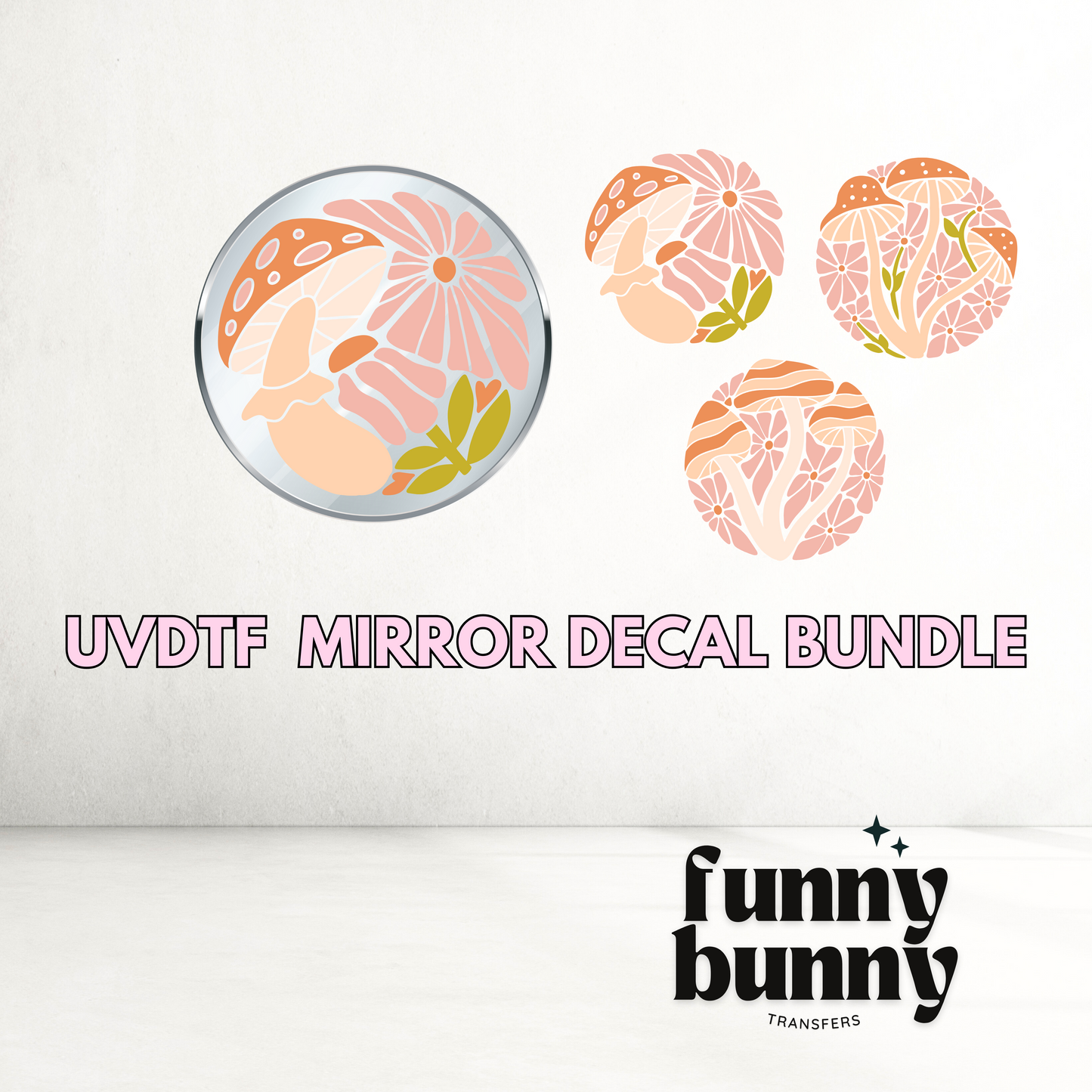 Retro Mushrooms - UVDTF Mirror Decal Bundle