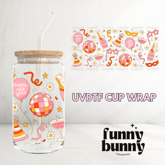 Retro New Years Vibes - 16oz UVDTF Cup Wrap