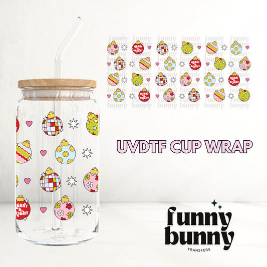 Retro Ornament Balls - 16oz UVDTF Cup Wrap