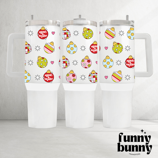 Retro Ornament Balls - 40oz UVDTF Tumbler Wrap