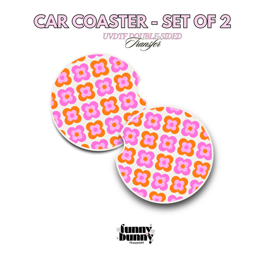 Retro Pink Floral Pattern - UVDTF Coaster