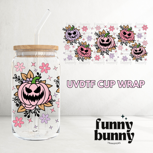 Retro Pink Pumpkins - 16oz UVDTF Cup Wrap