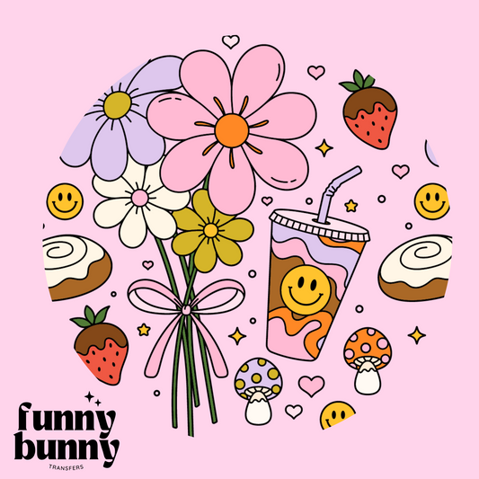 Retro Smiley Bouquet - UVDTF Lid Decal