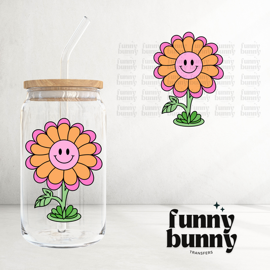 Retro Smiley Flowers -UVDTF Decal