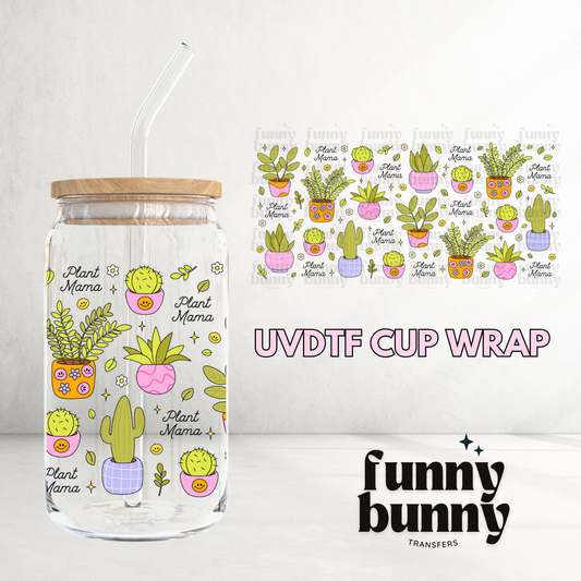 Retro Smiley Plant Mama - 16oz UVDTF Cup Wrap
