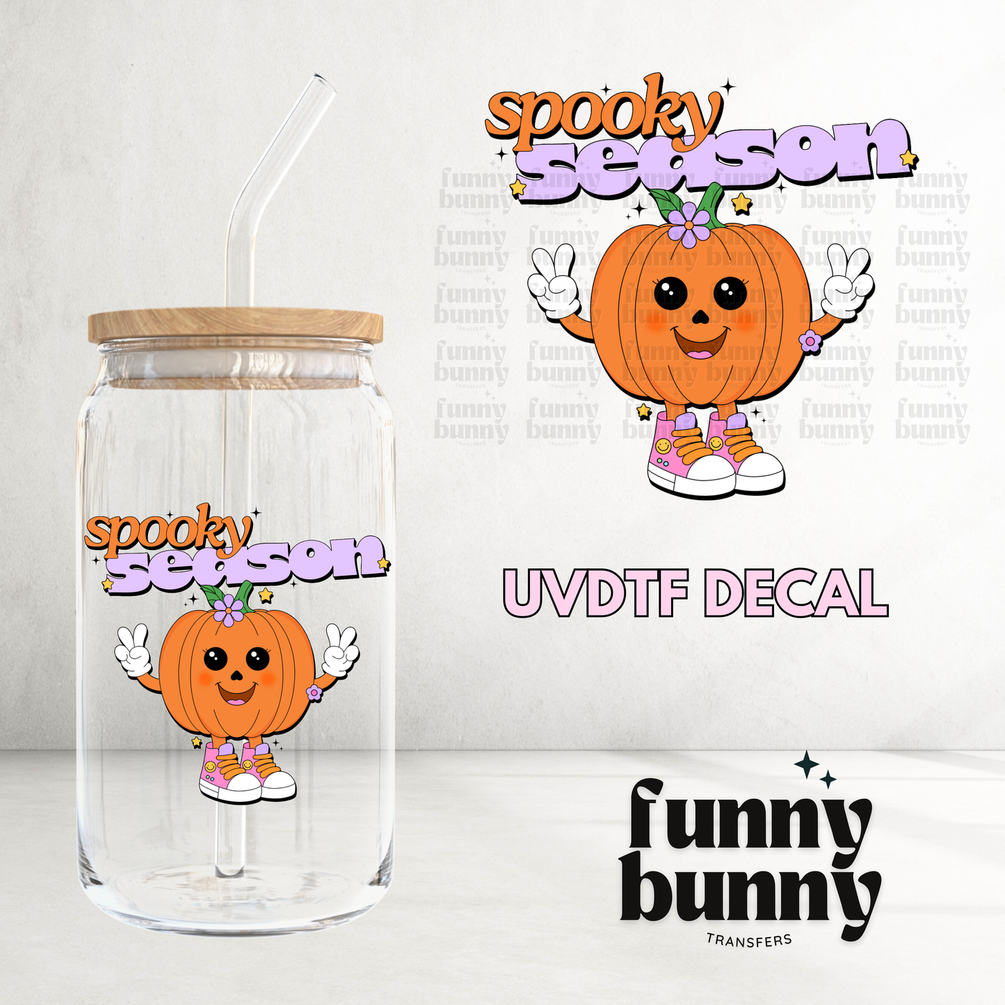 Retro Smiley Pumpkin Season - UVDTF Decal