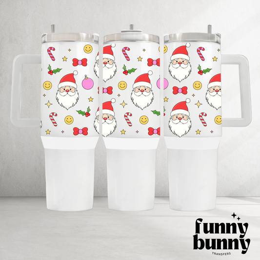 Retro Smiley Santa  - 40oz UVDTF Tumbler Wrap