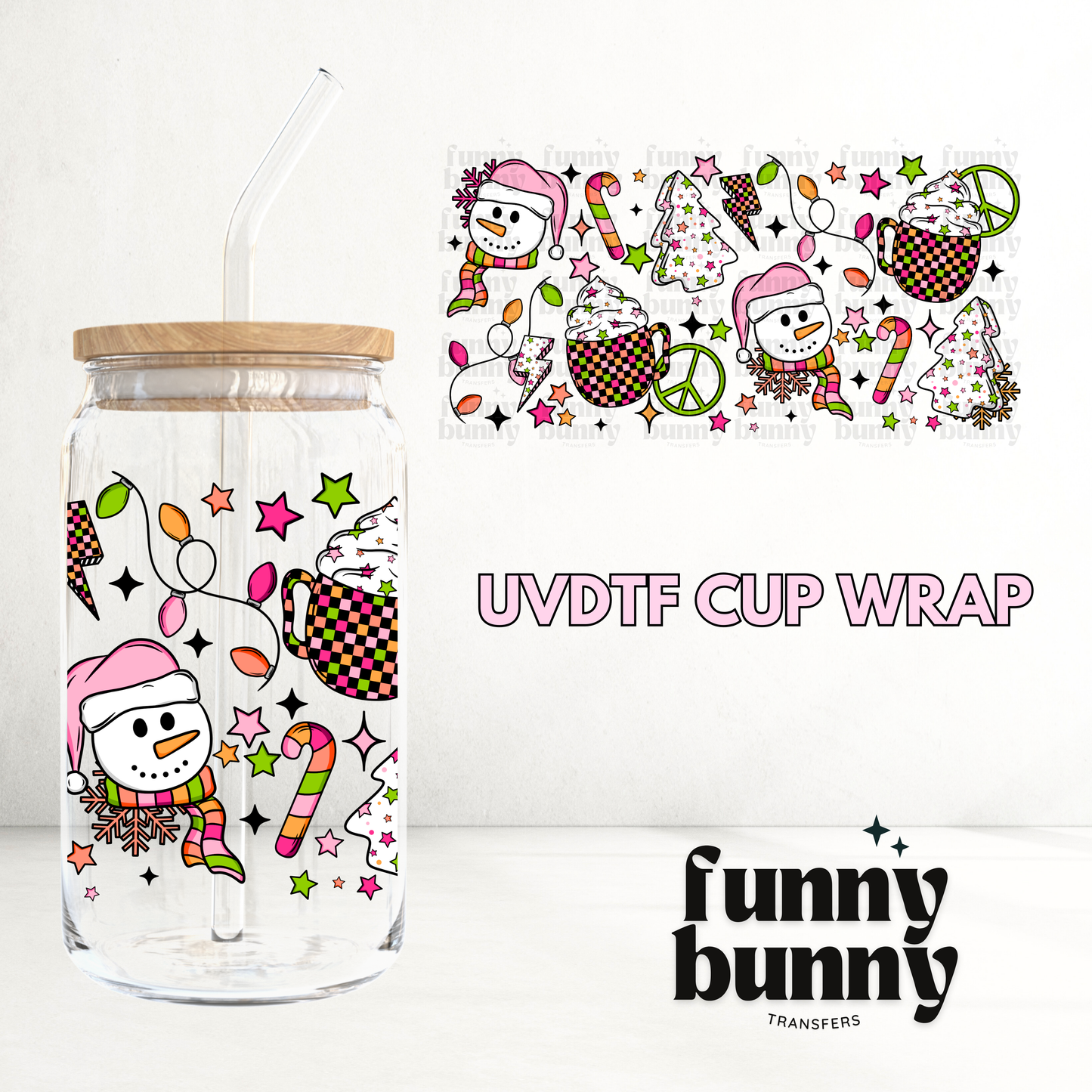 Retro Snowman - 16oz UVDTF Cup Wrap