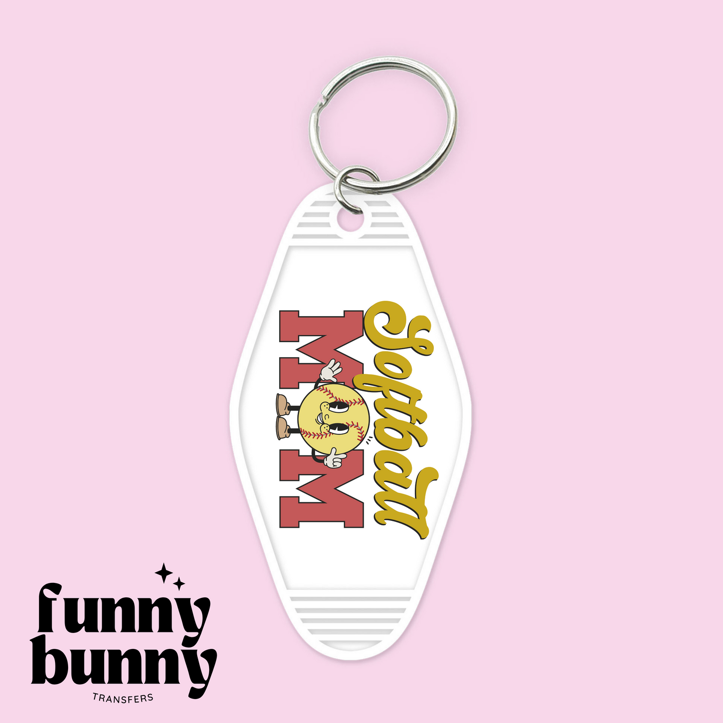 Retro Softball Mom - Motel Keychain