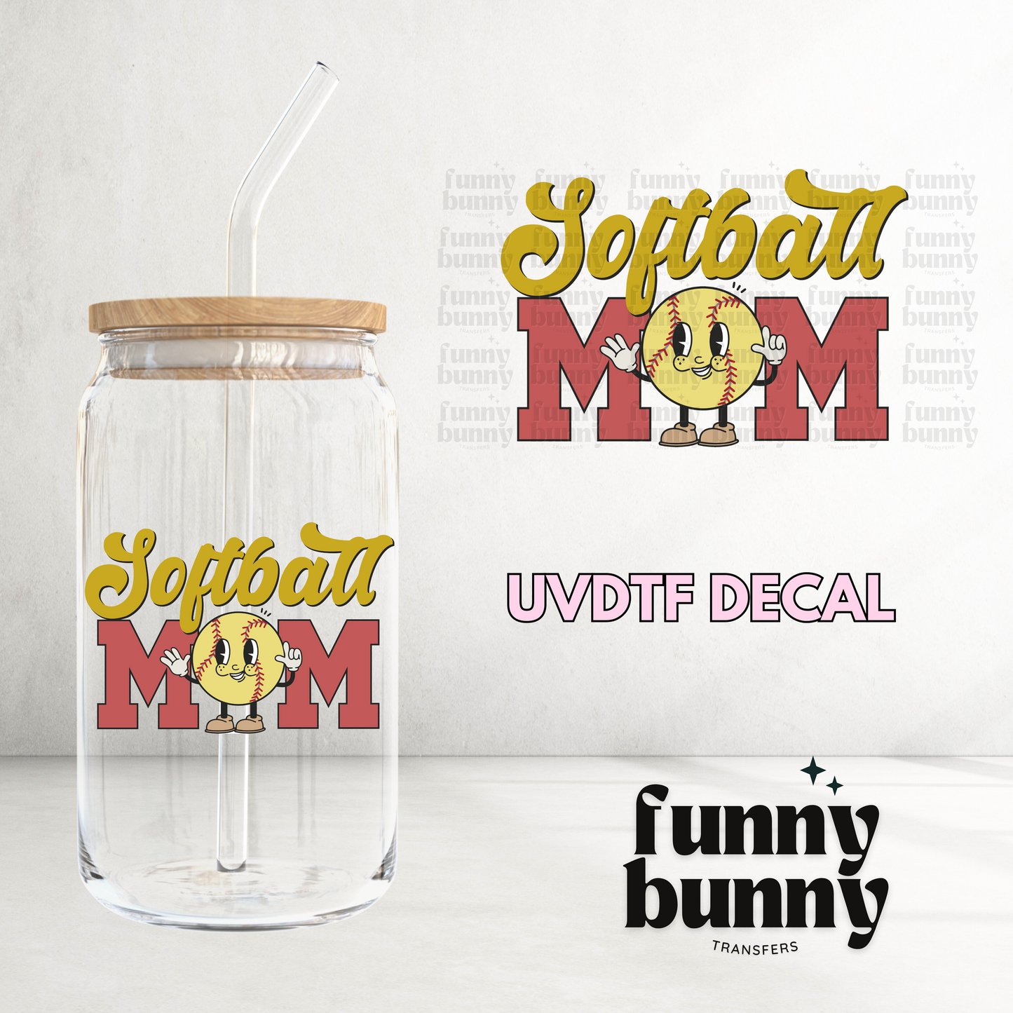 Retro Softball Mom - UVDTF Decal