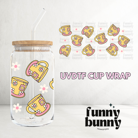 Retro Tea Time - 16oz UVDTF Cup Wrap