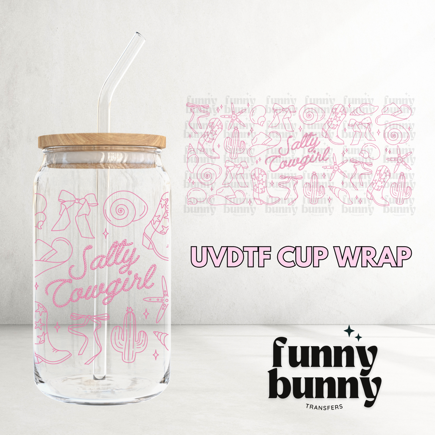 Salty Cowgirl Blush - 16oz UVDTF Cup Wrap