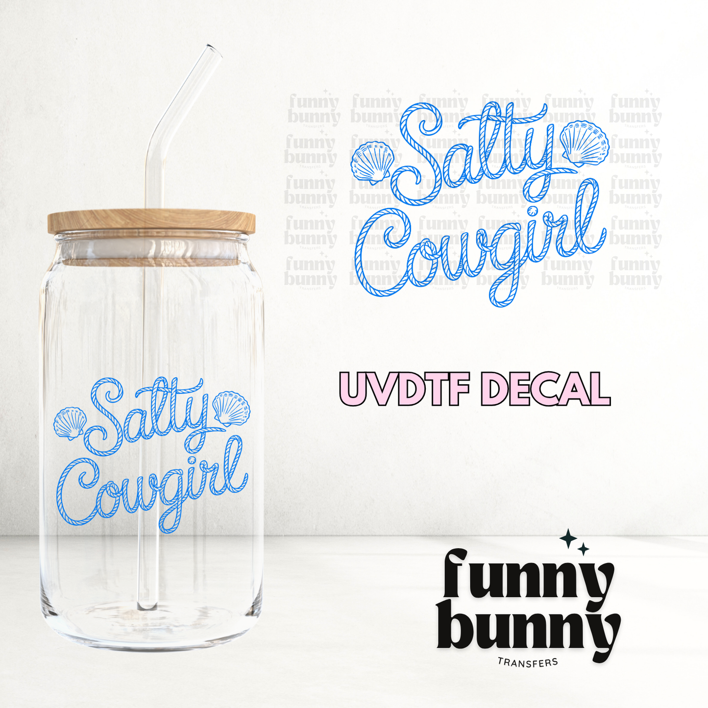 Salty Cowgirl Shell - UVDTF Decal