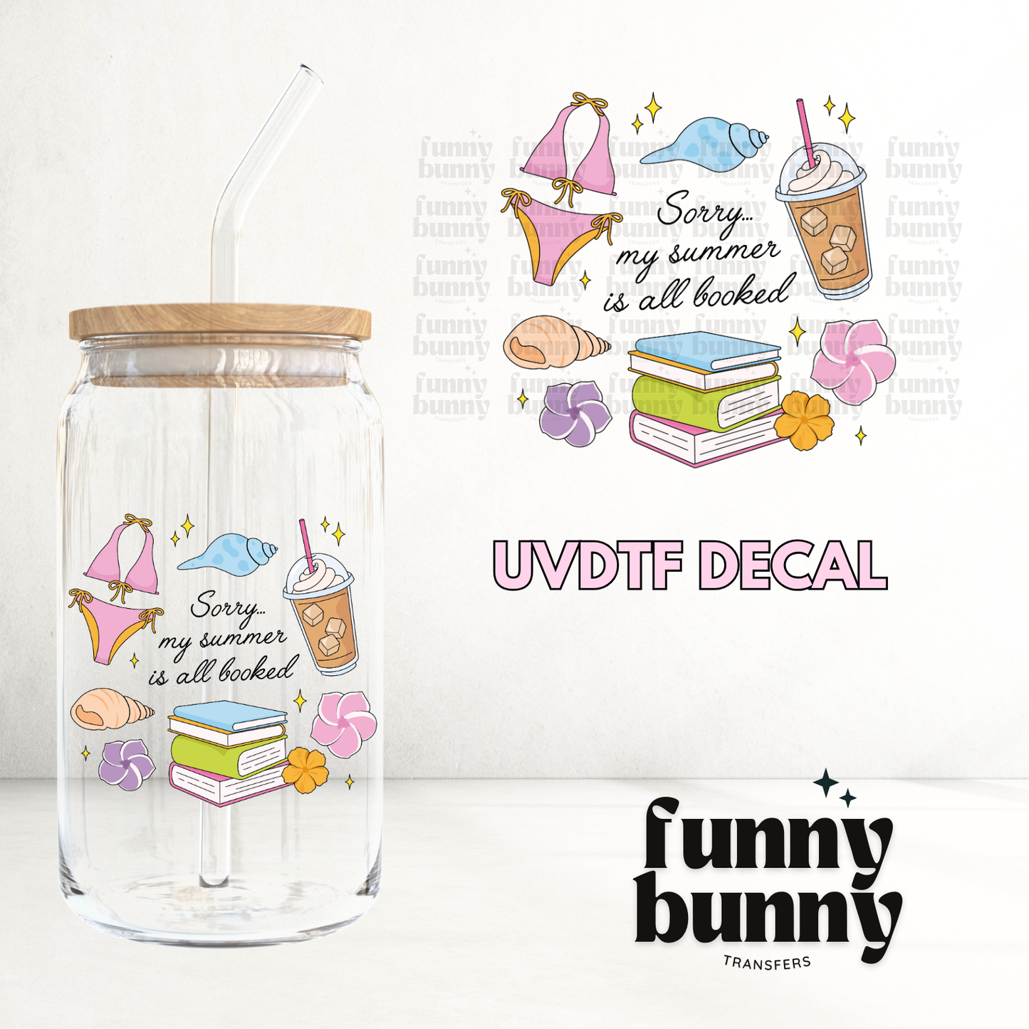 Salty Summer Booked - UVDTF Decal