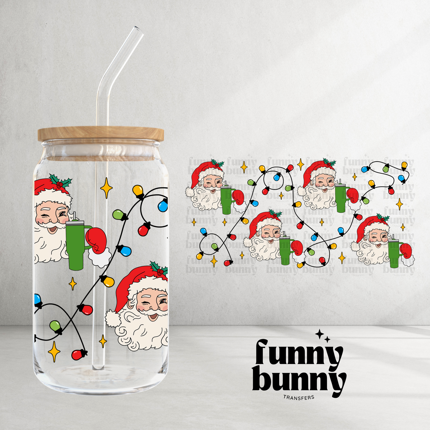 Santa Lights - 16oz UVDTF Cup Wrap