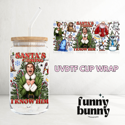 Santa's Coming - 16oz UVDTF Cup Wrap