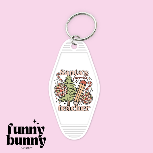 Santa's Favorite Teacher - Motel Keychain