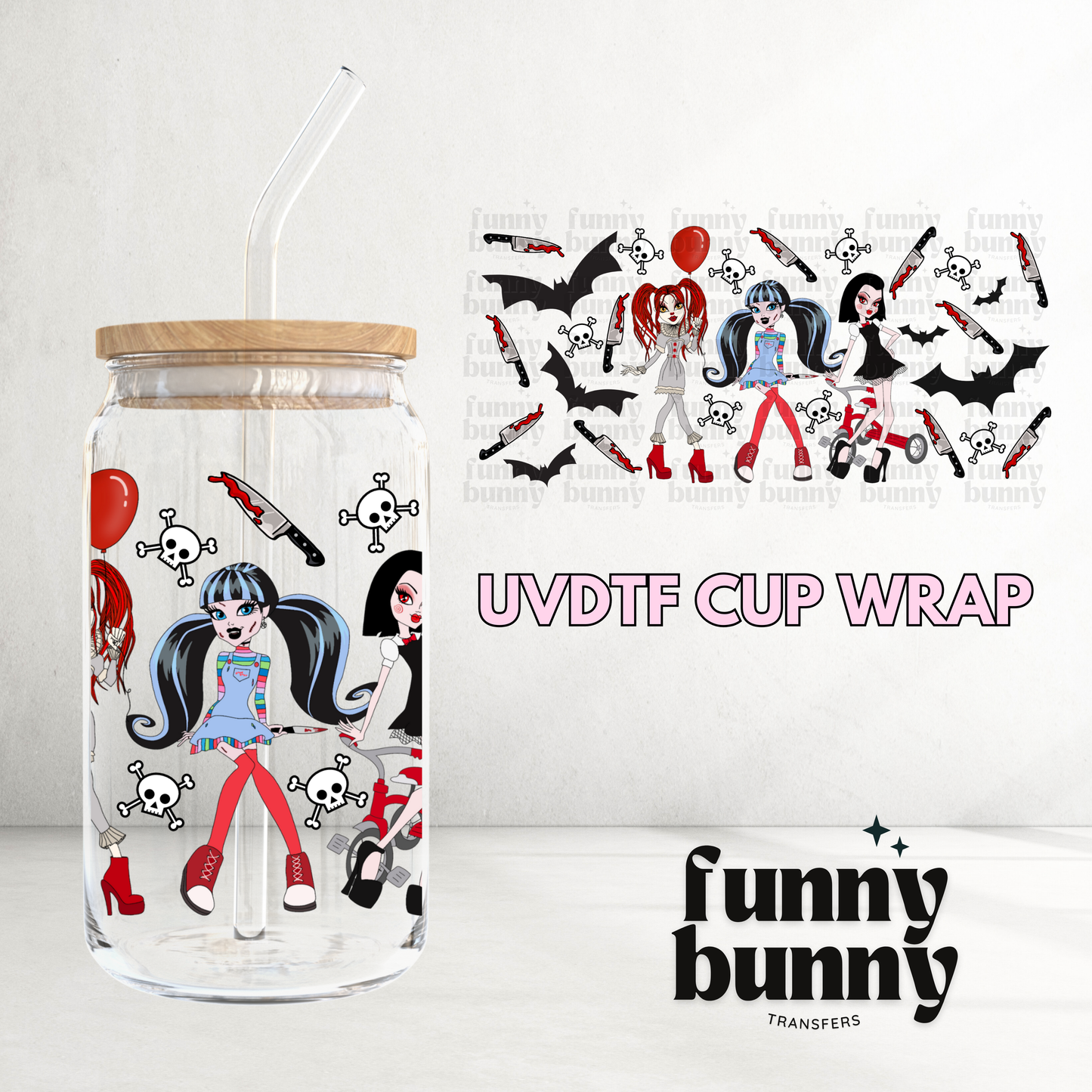 Scream Queens - 16oz UVDTF Cup Wrap