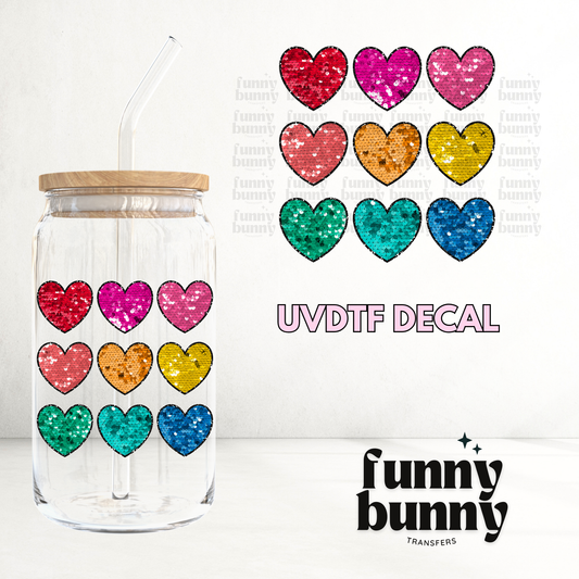 Sequin Colorful Hearts - UVDTF Decal