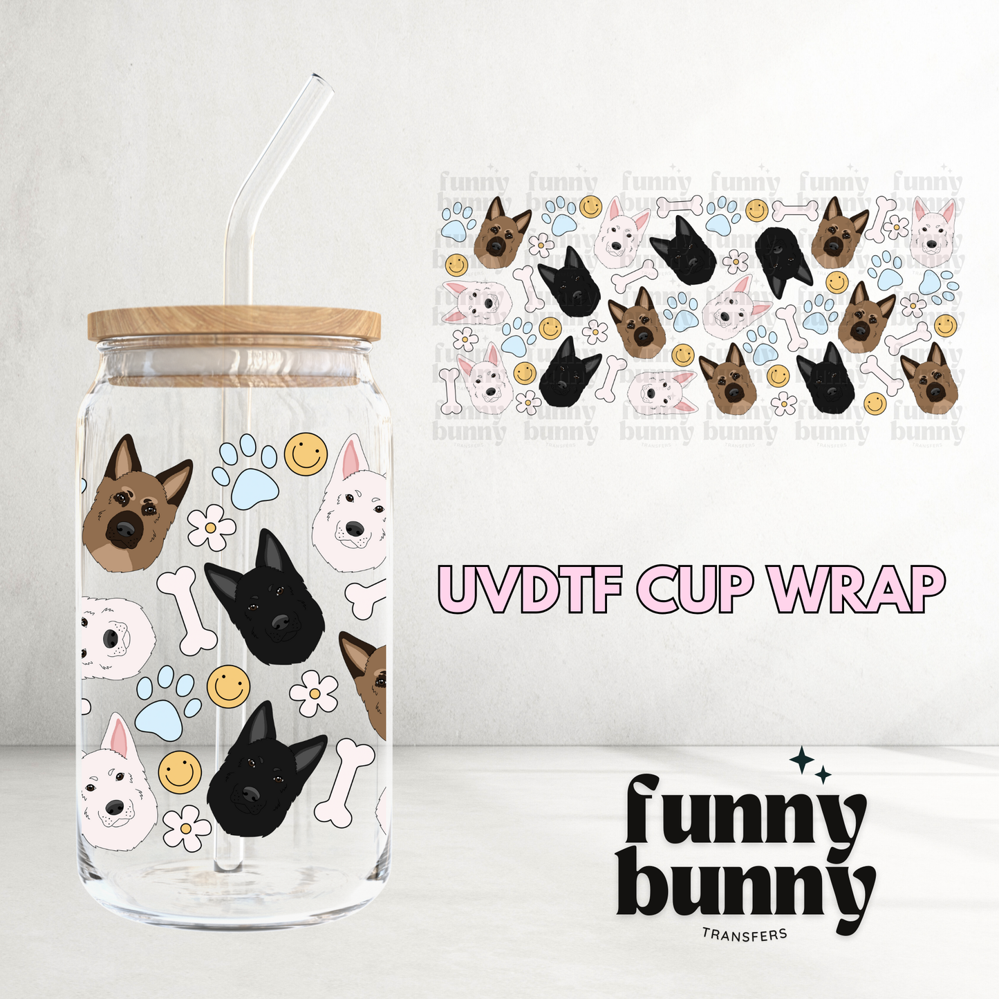 Shepard Dog - 16oz UVDTF Cup Wrap