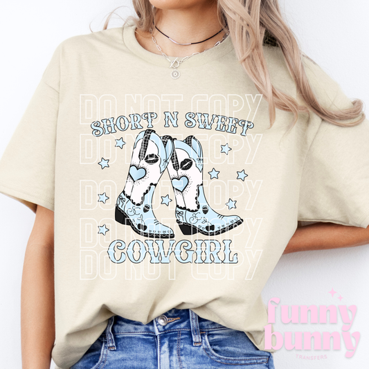 Short N Sweet Cowgirl Blue - DTF Transfer