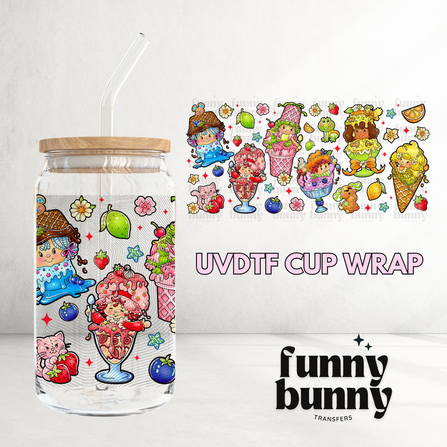 Shortcake Popsicles - 16oz UVDTF Cup Wrap