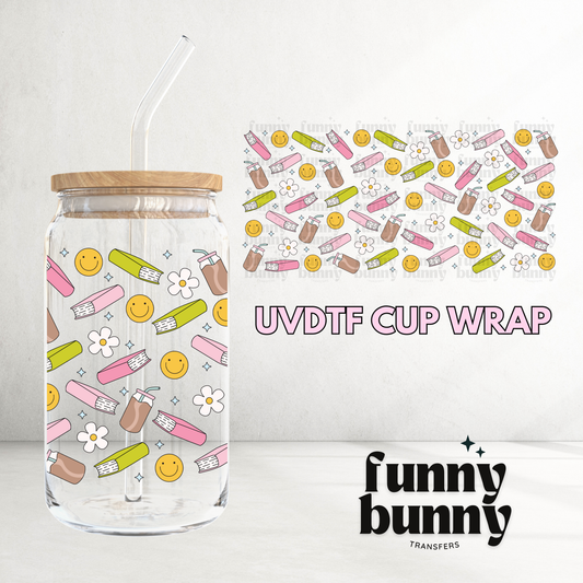 Smiley Books - 16oz UVDTF Cup Wrap