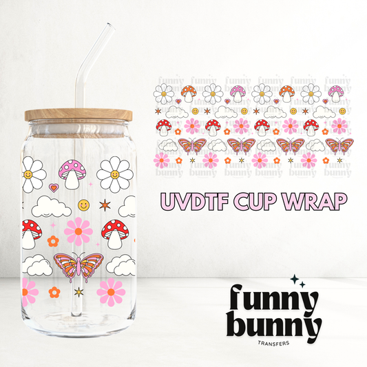 Smiley Doods Pink - 16oz UVDTF Cup Wrap