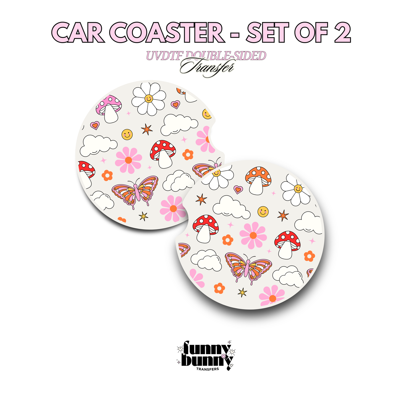 Smiley Doods Pink - UVDTF Coaster