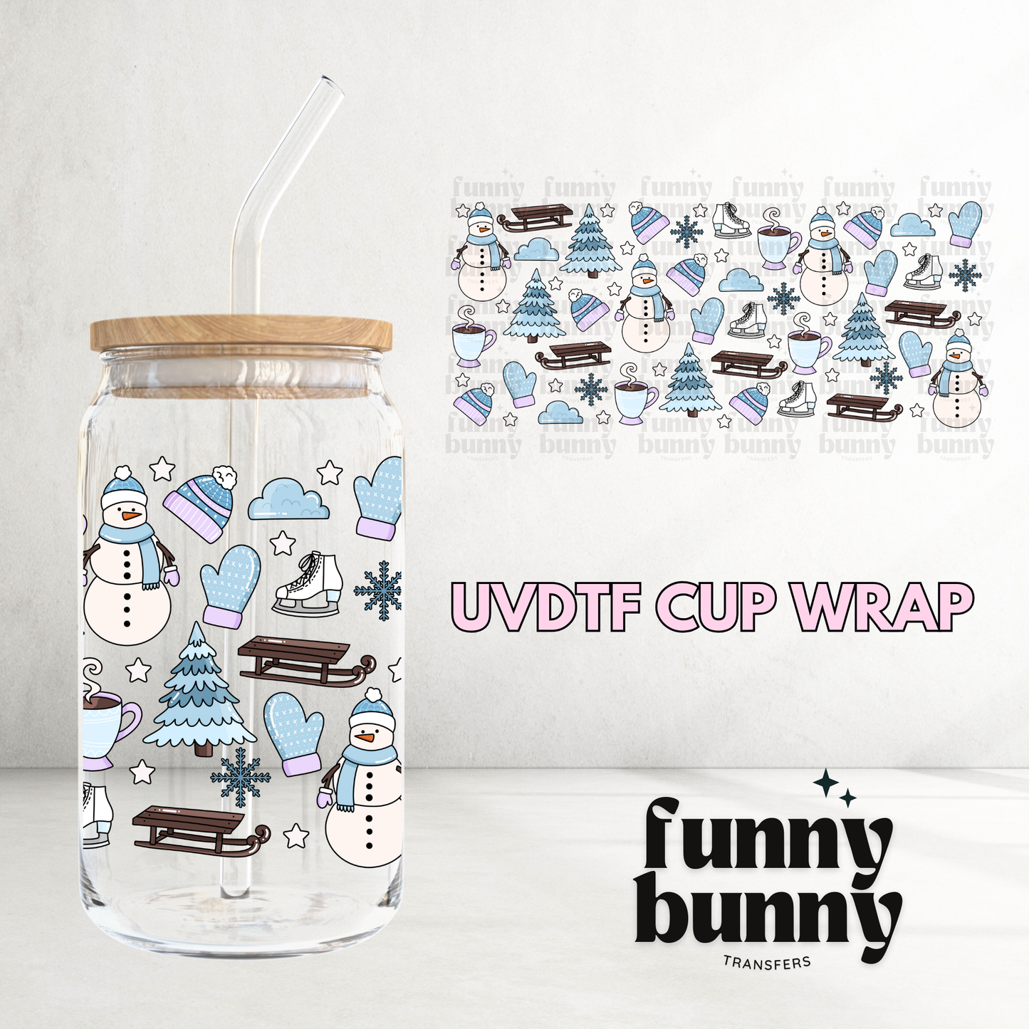 Snowday Essentials - 16oz UVDTF Cup Wrap
