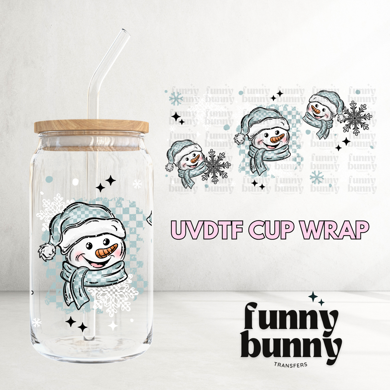 Snowman & Snowflakes 2.0 - 16oz UVDTF Cup Wrap