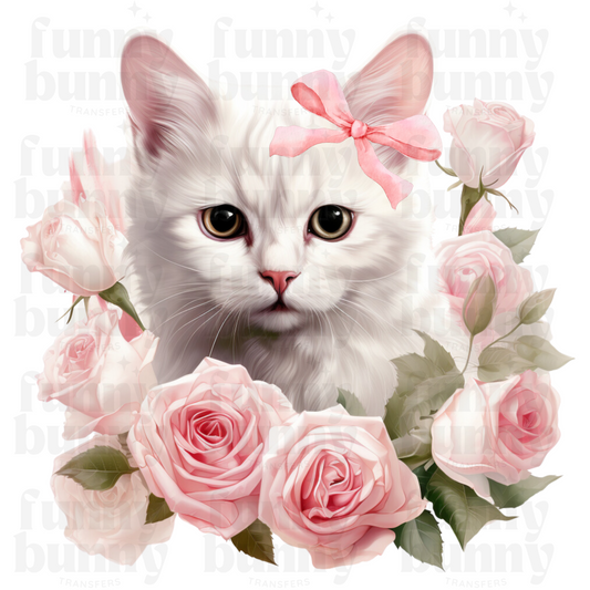 Soft Floral Kitty - Sublimation Transfer
