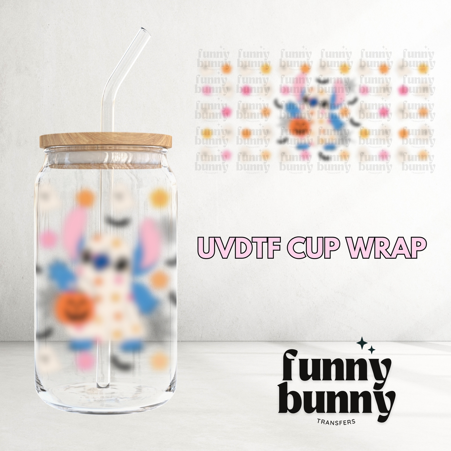 Spooky Blue Alien - 16oz UVDTF Cup Wrap