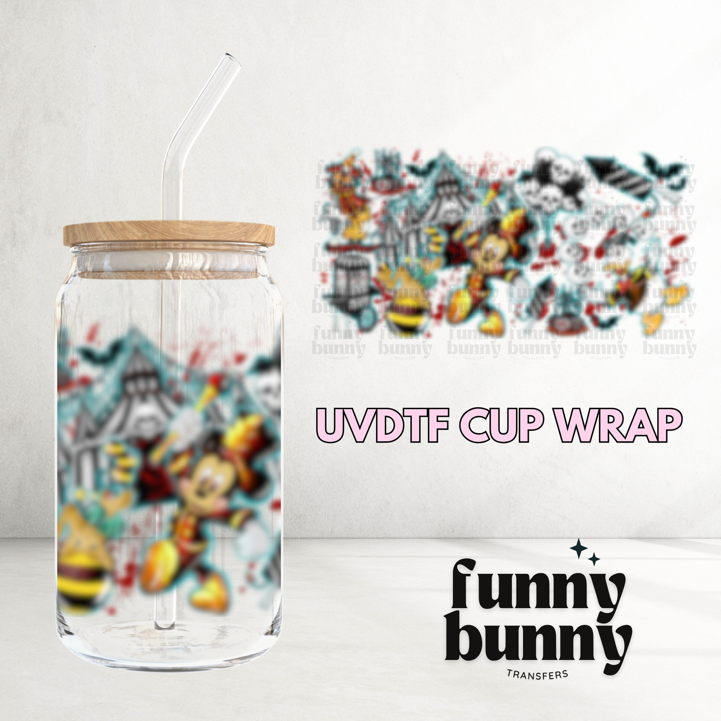 Spooky Carnival Mouse - 16oz UVDTF Cup Wrap