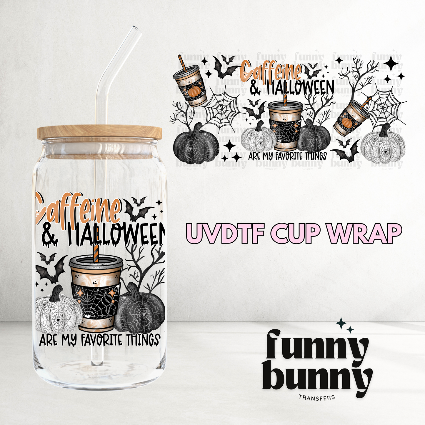 Caffeine & Halloween - 16oz UVDTF Cup Wrap