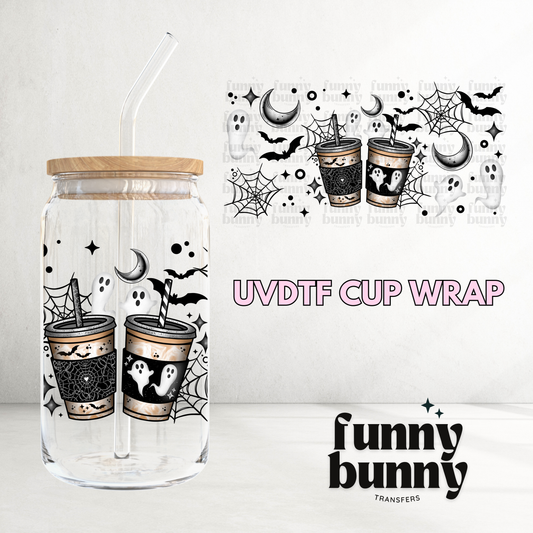 Spooky Haunted Coffee - 16oz UVDTF Cup Wrap