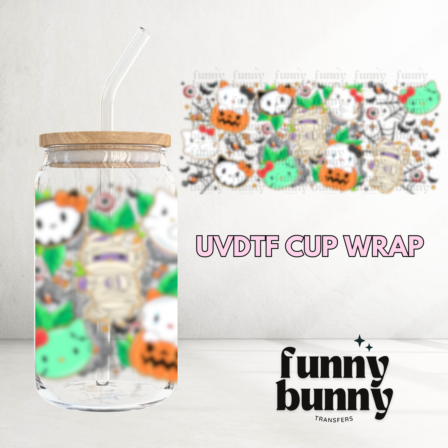 Spooky Kitten Monsters - 16oz UVDTF Cup Wrap