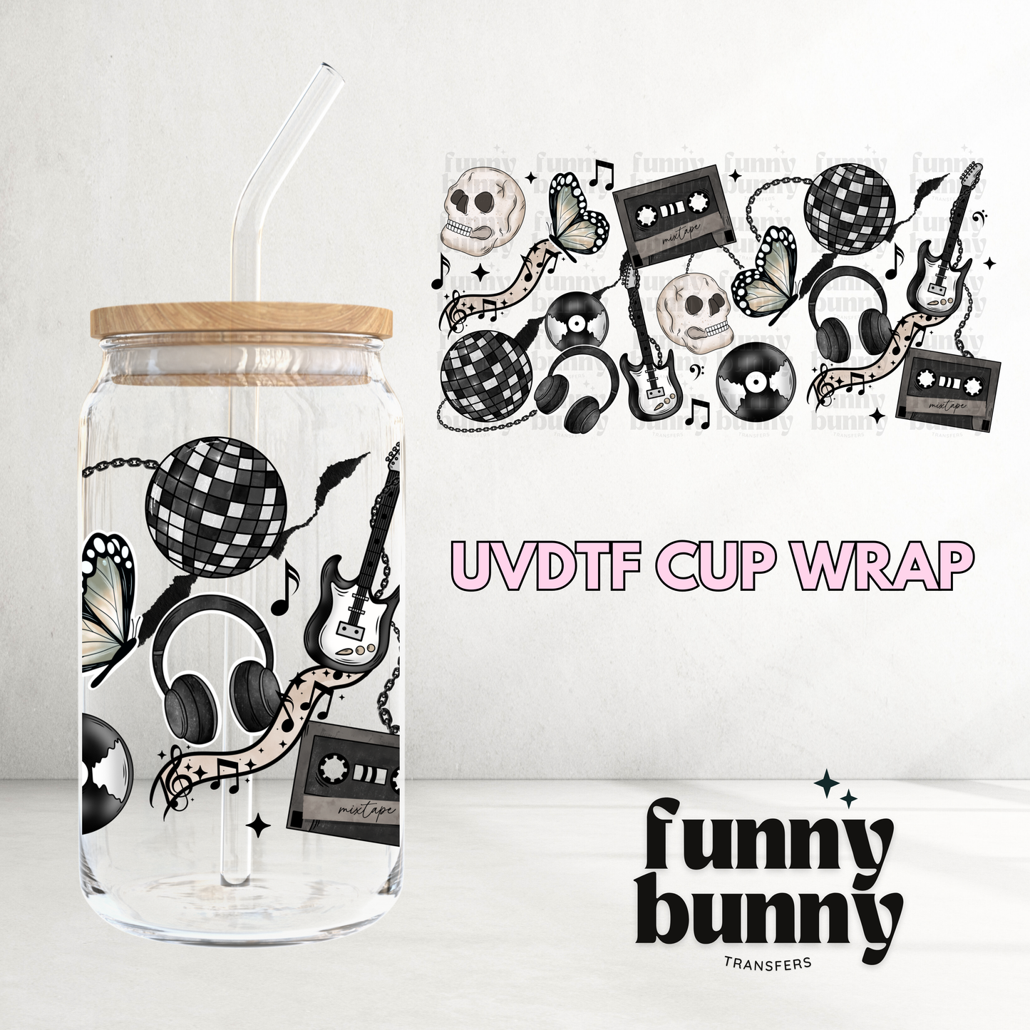 Spooky Mix Tapes - 16oz UVDTF Cup Wrap