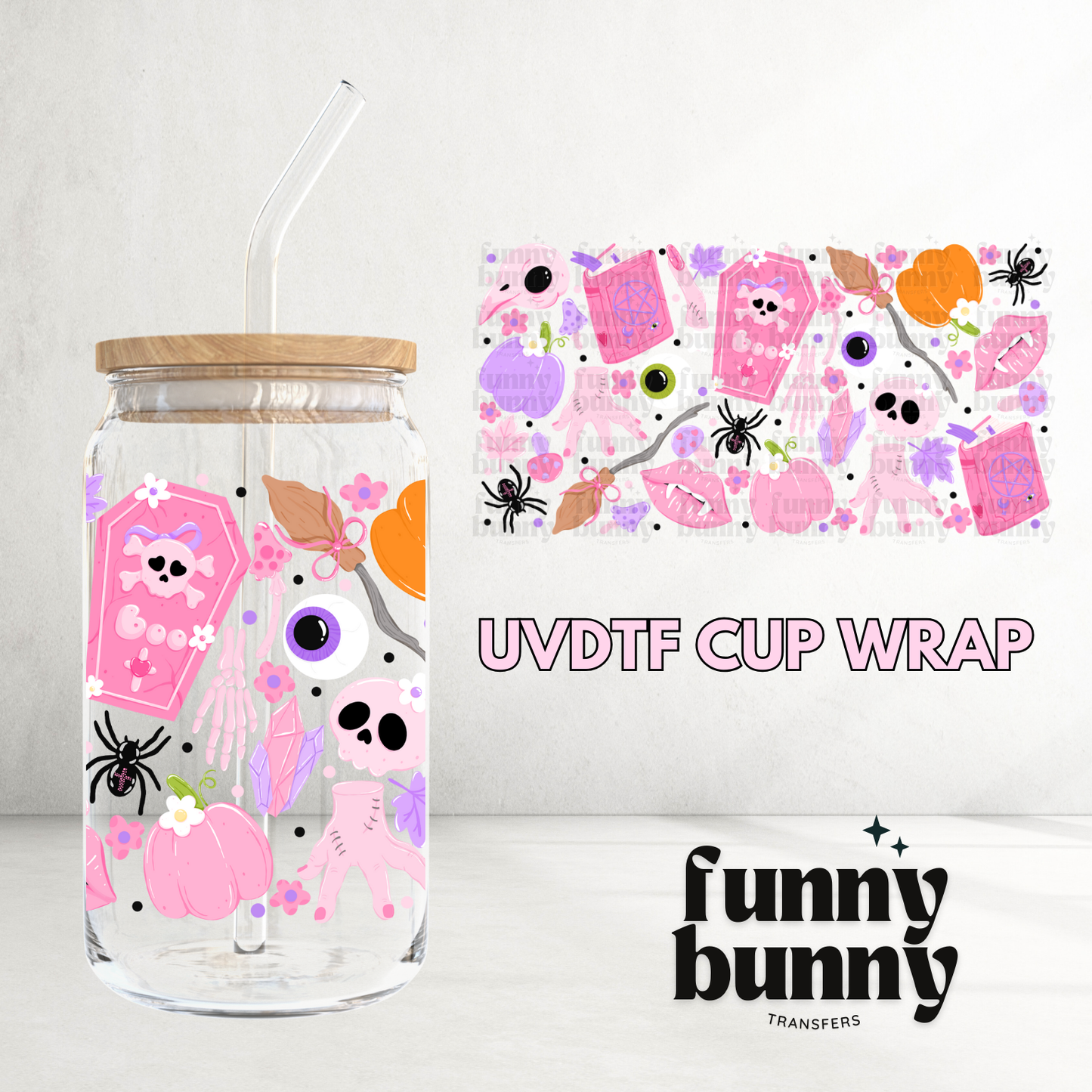 Spooky Pink Halloween 2.0 - 16oz UVDTF Cup Wrap